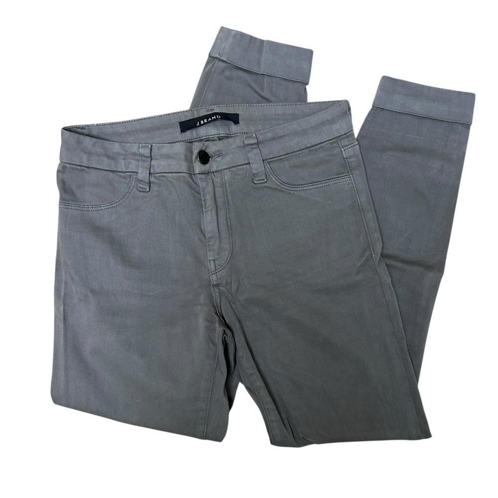 J Brand Mid Rise Skinny Button Pocket Soft Velour Pants Gray Size 27